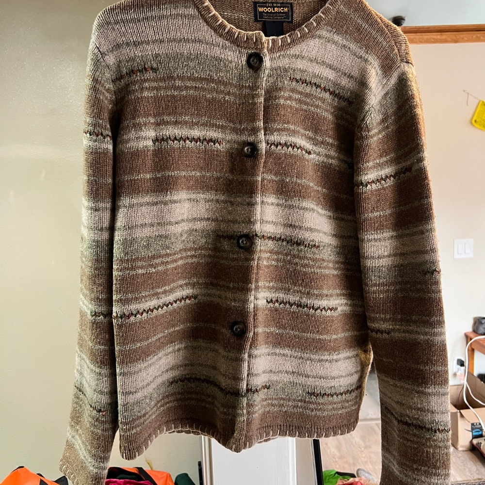 Woolrich Brown Striped Cardigan